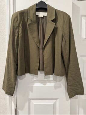 Treasure & Bond Linen Blend Cropped Blazer